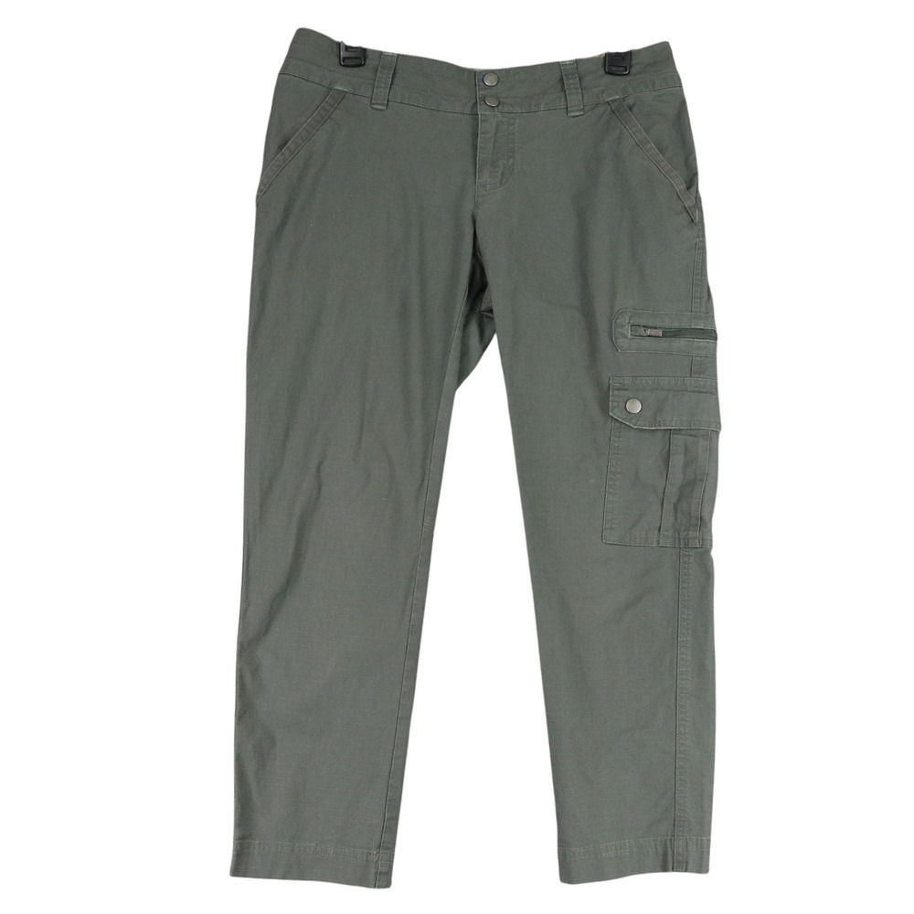 Columbia Omni Shade Cargo Capri Pants Women 8 Olive Green Hiking Outdoor Stretch